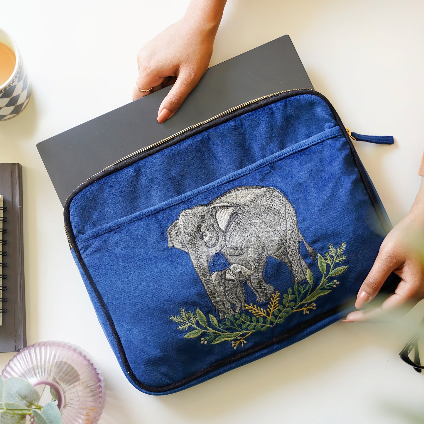 Laptop Sleeve Elephant Trails Blue