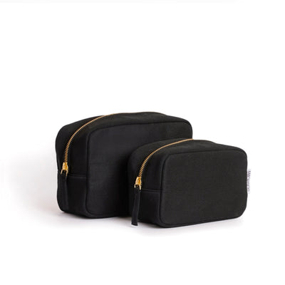 Cotton Travel Pouch Large & Small Black Voyage