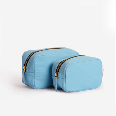 Cotton Travel Pouch Large & Small Blue Escape