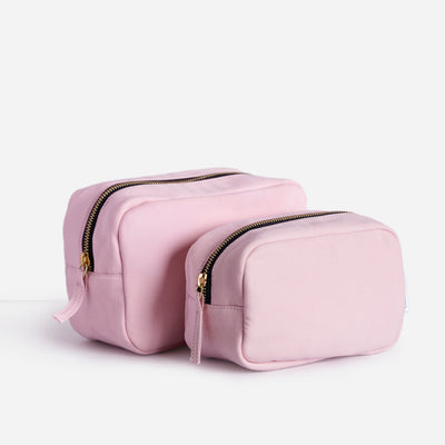 Cotton Travel Pouch Large & Small Pink Bloom