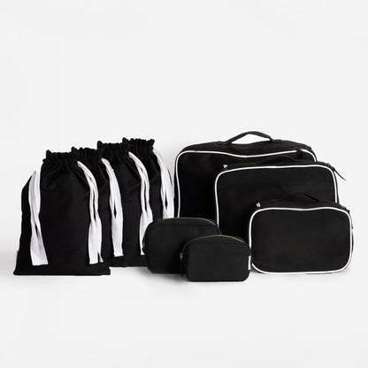 Complete Cotton Travel Set – 9 Pieces Black Voyage