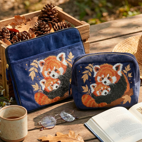 Wild Grace Set Red Panda Ember Laptop Sleeve & Everyday Pouch